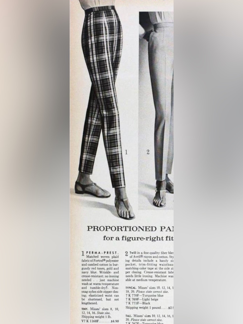 Vintage Sears Perma-Prest High-Waist Plaid Straight-Leg Pants Tagged Size 14
